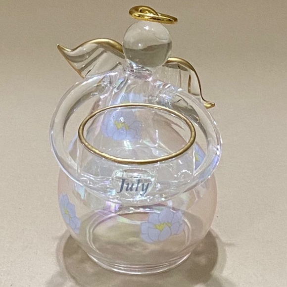 Ganz, Vintage, Angel Tea Light Candle Holder, July Gift, Iridescent Floral Print - Picture 2 of 8